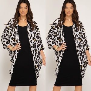 💜 Leopard print open front kimono cardigan duster